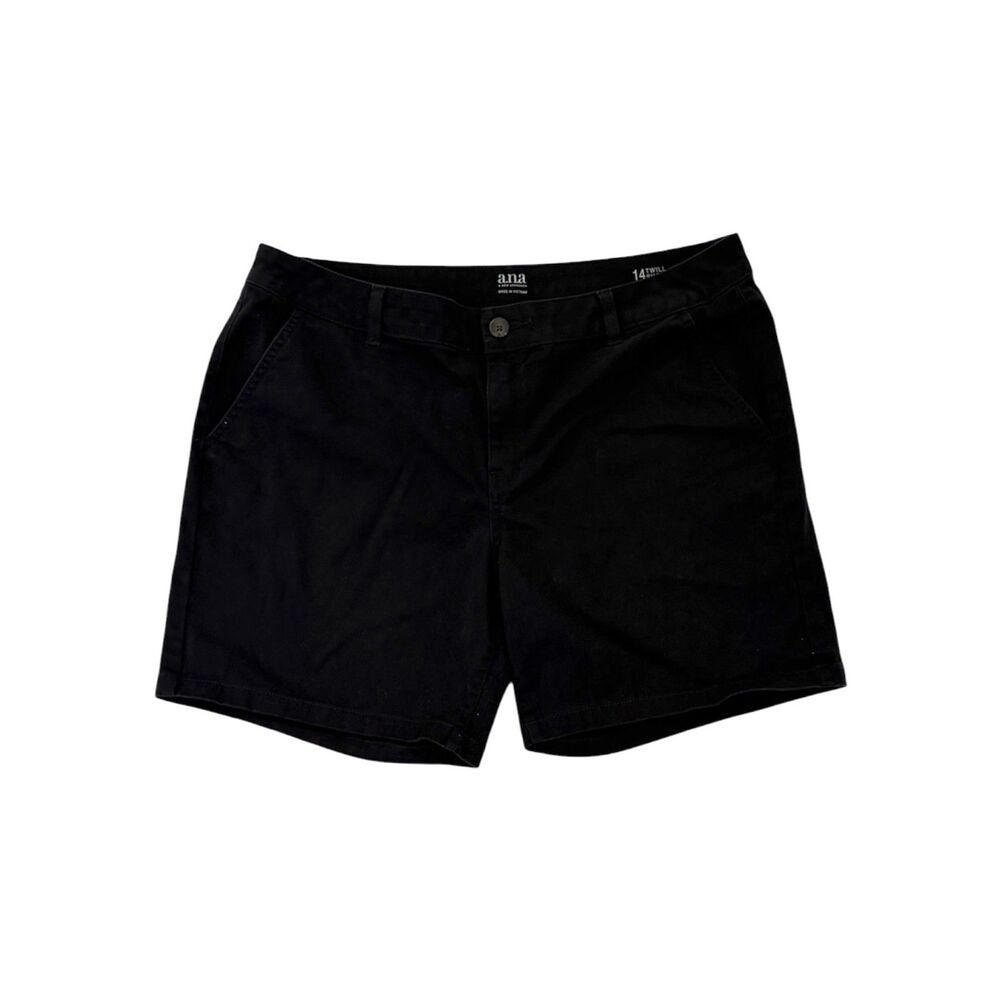A.N.A Womens Twill Black Chino Shorts Size 14 Short